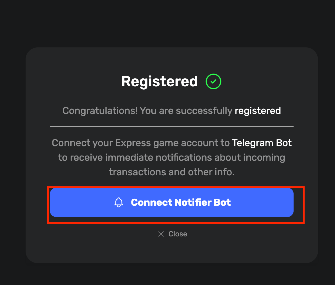 Подключение Telegram-бота Express Game 